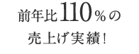 前年比110％の売上げ実績！